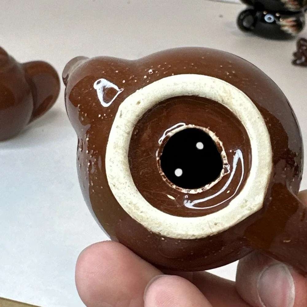 Brown Tea Pot Salt & Pepper Shakers Vintage Hand Painted Made in Japan